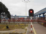 Dauerrot zeigt dieses Signal am Streckenende in Swinoujscie Port.Aufgenommen am 02.Mai 2019.
