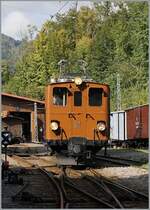 Die Bernina Bahn RhB Ge 4/4 81 der Blonay-Chamby Bahn rangiert in Chaulin um ihren Zug nach Blonay bereit zu stellen.