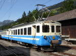 Goldenpass MOB -  Be 4/4 1002 im Bahnhof Lenk am 26.08.2017