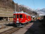 Bernina Bahn,Triebwagen ABe 4/4 No.48 beim rangieren in Poschiavo am 11.04.03
