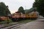 MAK Lokomotiven der RAG in Slowenien! Diese drei Loks, darunter RAG 664 und 663 traf ich am 28.4.2008 im alten Lokdepot des Bahnhof Sevnica an.