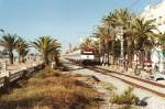 447 163+164 und 229+230 am 21.09.2000 in Malgrat de Mar.Die Triebwagen fahren auf der S-Bahnlinie C 1 von Barcelona nach Macanet-Massanes,  einem Bahnhof an der Hauptstrecke Barcelona-Port