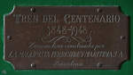 Dieses Schild an der Dampflokomotive ND  Mataró  (1-1-1) soll an den Jahrhundertzug erinnern, welcher 1948 zum 100-jährigen Jubiläum der spanischen Eisenbahn gebaut wurde.