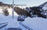 Der 1986 von MTM/SLM/BBC gelieferte Doppeltriebwagen A 6 kommt im Februar 1996 in Vall de Nuria an