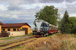 Der kleine Hektor 720 114 Posázavský Pacifik doprava fuhr zum 140-Jährigem bestehen der Strecke mehrere Sonderfahrten auf der Strecke.