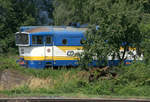   Hab geträumet einen Pflaumentraum, abgestellt unter einem Pflaumenbaum  mag eine Lok der  Baureihe 753 denken, hier im BW Klatovy....