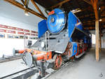 Die Dampflokomotive 498 022 Anfang April 2018 im Eisenbahnmuseum Lužná u Rakovníka.