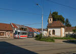 Skoda 13T 1948 war am 06.09.2023 auf der Brünner Linie 9 von Juliánov nach Čertova rokle unterwegs.