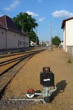 Weichenlaterne und Streckenende im Bahnhof Dombrad, 23.